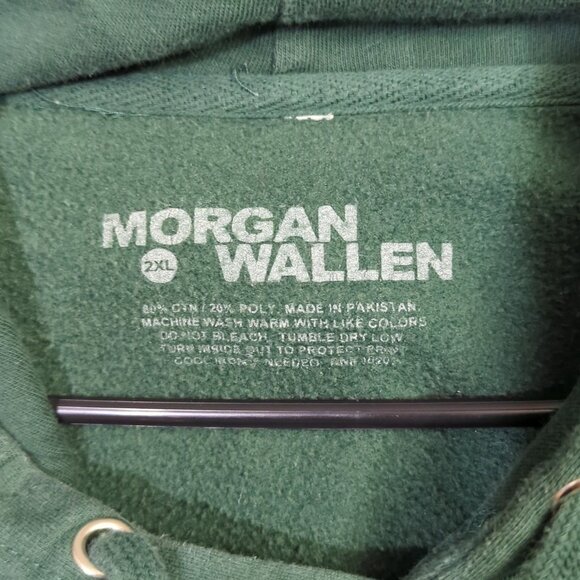 Morgan Wallen Hoodie Men's 2XL Green Pullover One Night At A Time Tour 2024 - Picture 8 of 14